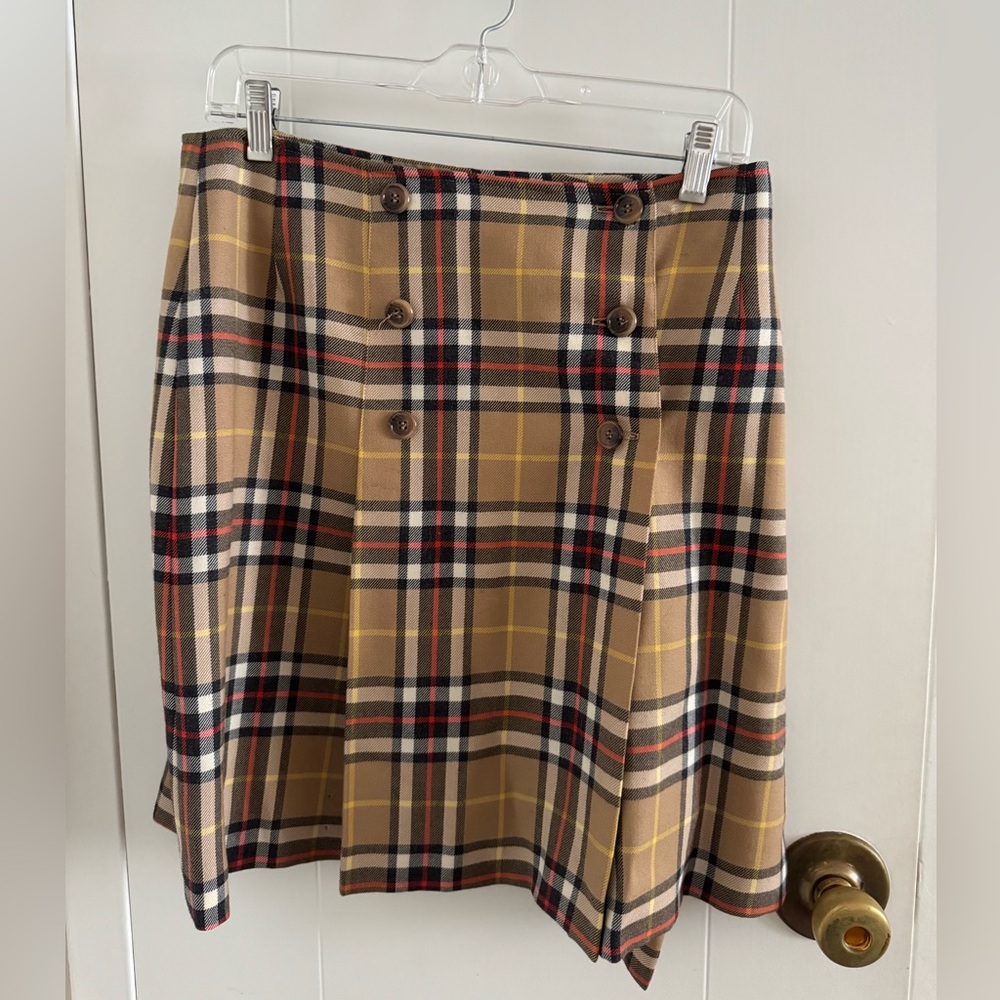 brooks brothers, vintage | plaid buttoned/pleated skirt